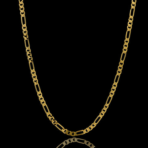 14K GOLD FINISH 3 MM/24" FIGARO LINK CHAIN NECKLACE SLIM