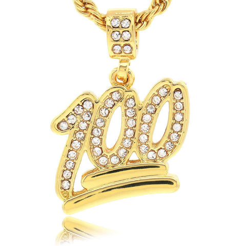 100 EMOJI PENDANT WITH GOLD ROPE CHAIN