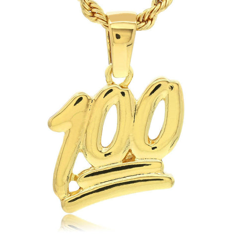 100 EMOJI PENDANT WITH GOLD ROPE CHAIN