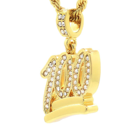 100 EMOJI PENDANT WITH GOLD ROPE CHAIN