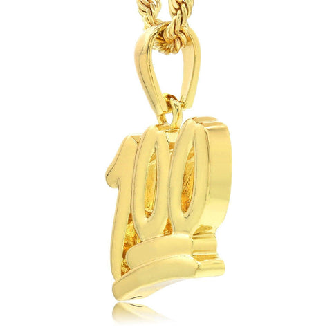 100 EMOJI PENDANT WITH GOLD ROPE CHAIN