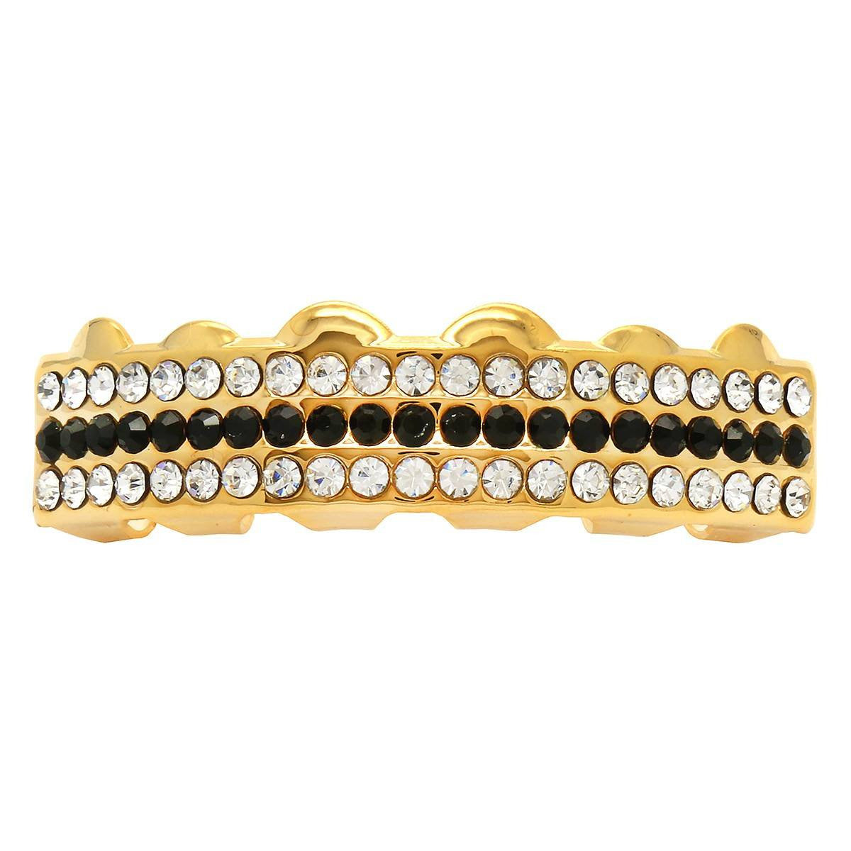 GOLD TOP GRILLZ 3 ROW BLACK
