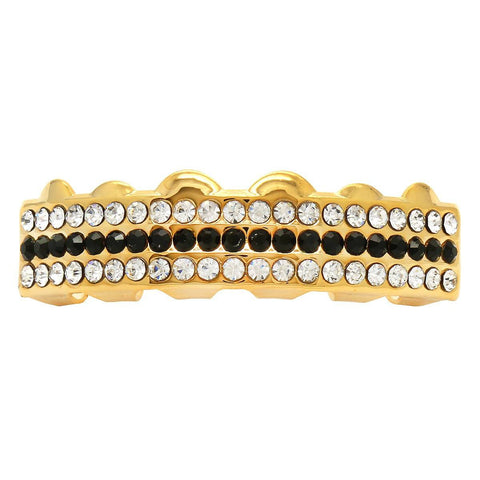 GOLD TOP GRILLZ 3 ROW BLACK