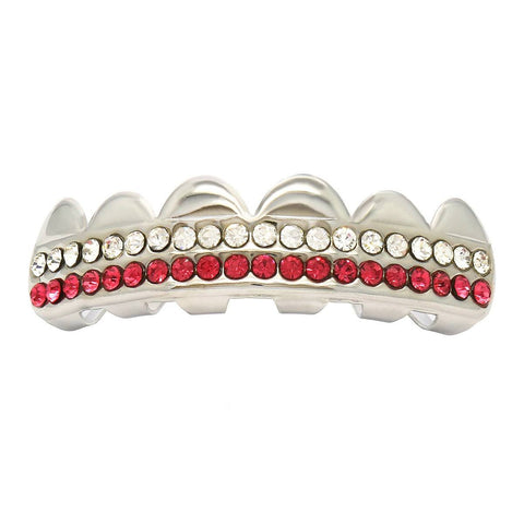 SILVER TOP GRILLZ 2 LINE PINK