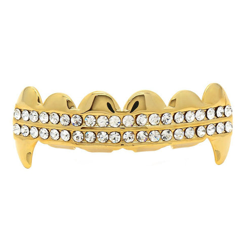 GOLD TOP GRILLZ 2 ROW FANG