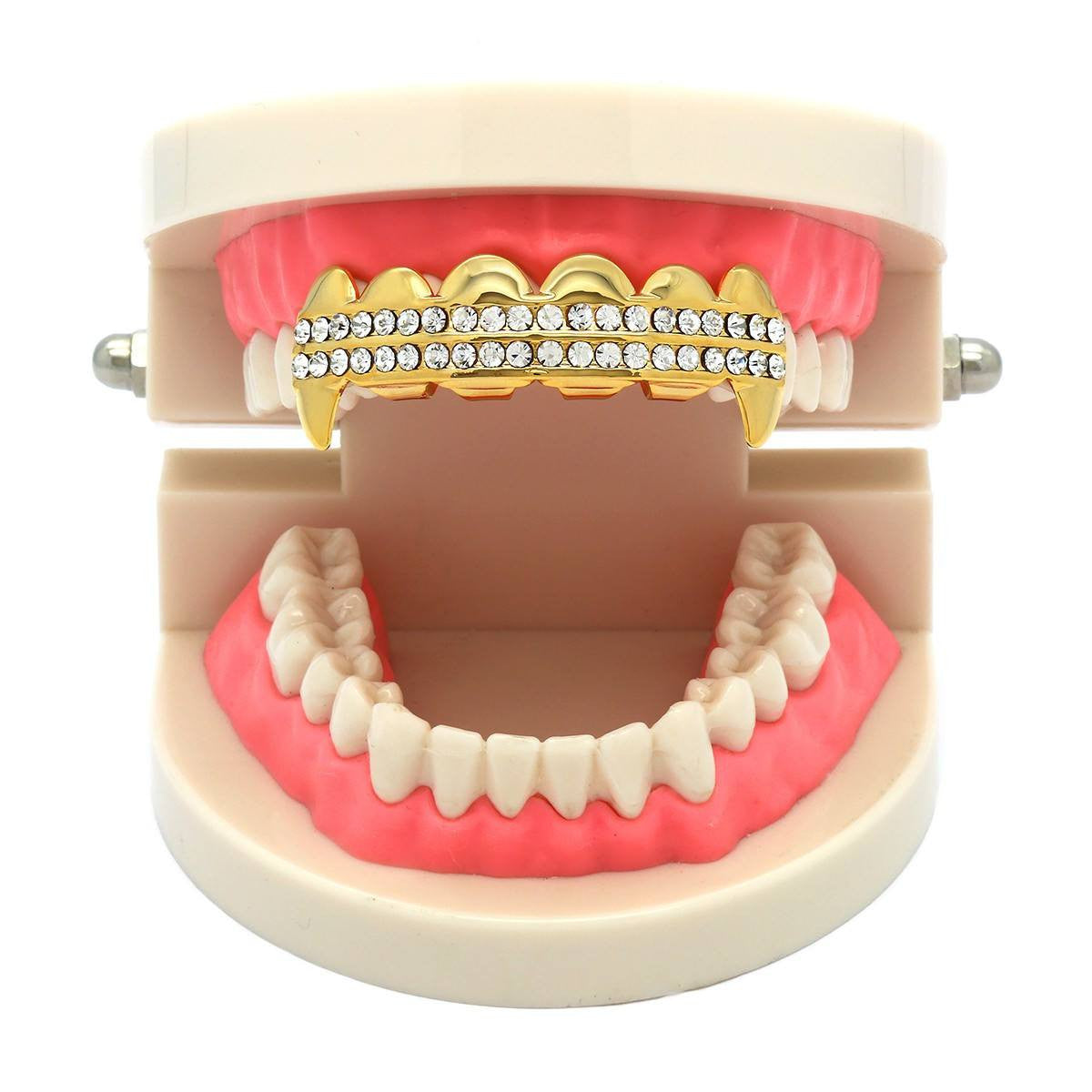 GOLD TOP GRILLZ 2 ROW FANG