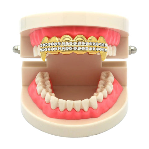 GOLD TOP GRILLZ 2 ROW FANG