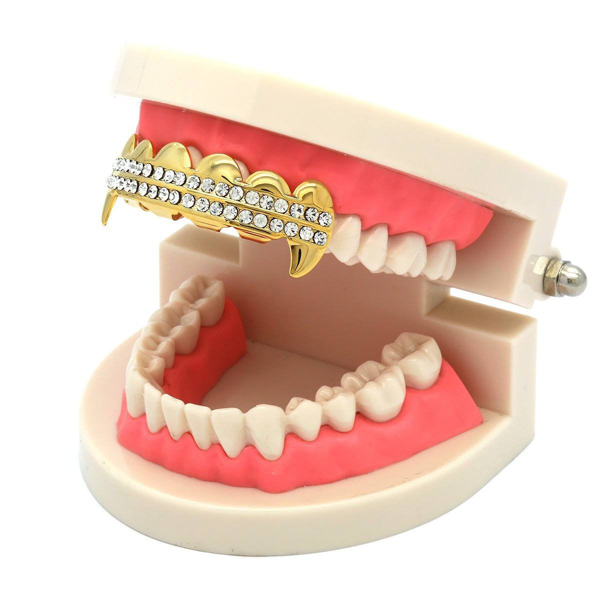 GOLD TOP GRILLZ 2 ROW FANG