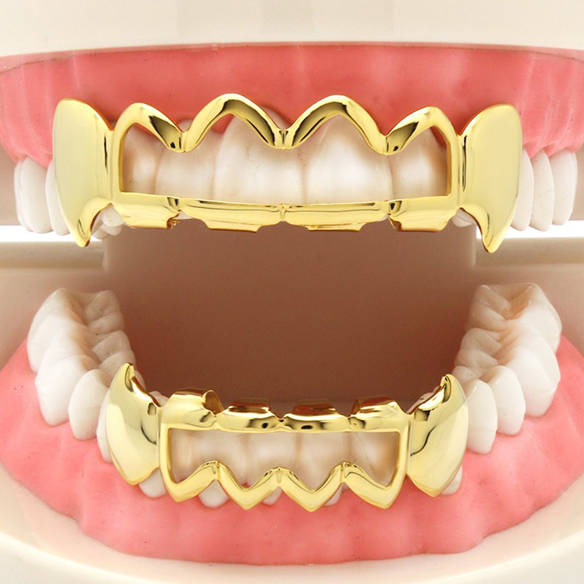 GRILLZ SET GOLD FANG WAVE HOLLOW