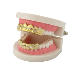 GRILLZ SET GOLD 1 ROW WAVE CZ