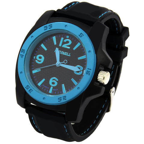 Black Blue Silicone Band Watch