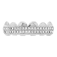 GRILLZ SET RHODIUM 2 ROW CLEAR