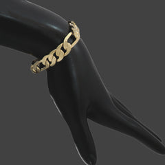 10MM/9" 14K GOLD FINISH WIDE FIGARO LINK BRACELET