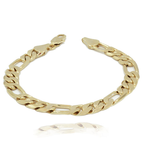 10MM/9" 14K GOLD FINISH WIDE FIGARO LINK BRACELET