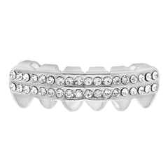 GRILLZ SET RHODIUM 2 ROW CLEAR