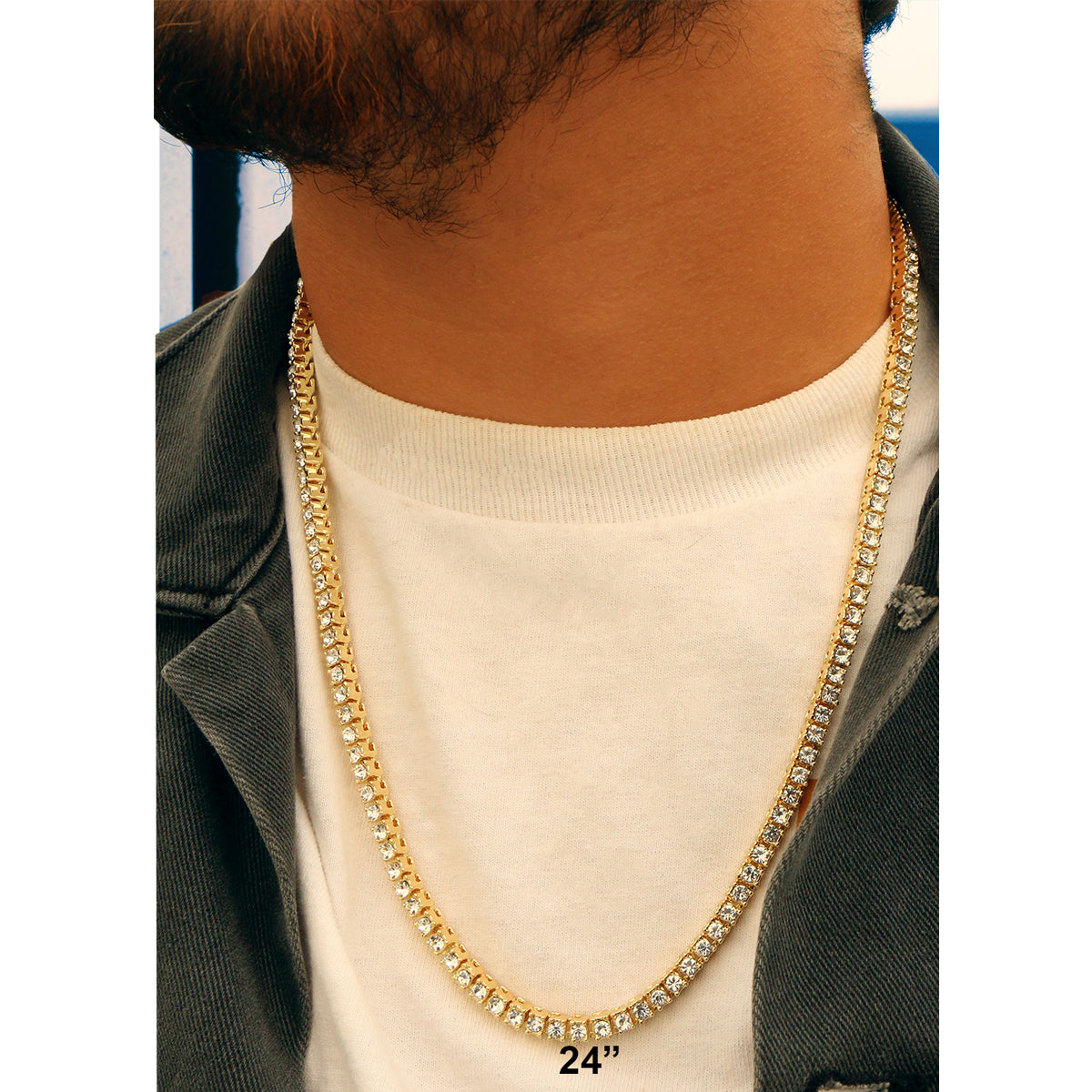 GOLD TENNIS CHAIN 18" 20" 24" 30"