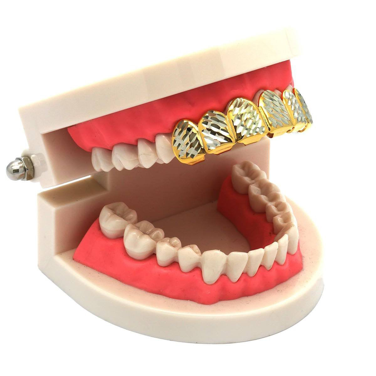 GOLD TOP GRILLZ DIAMOND CUT W/ SILVER