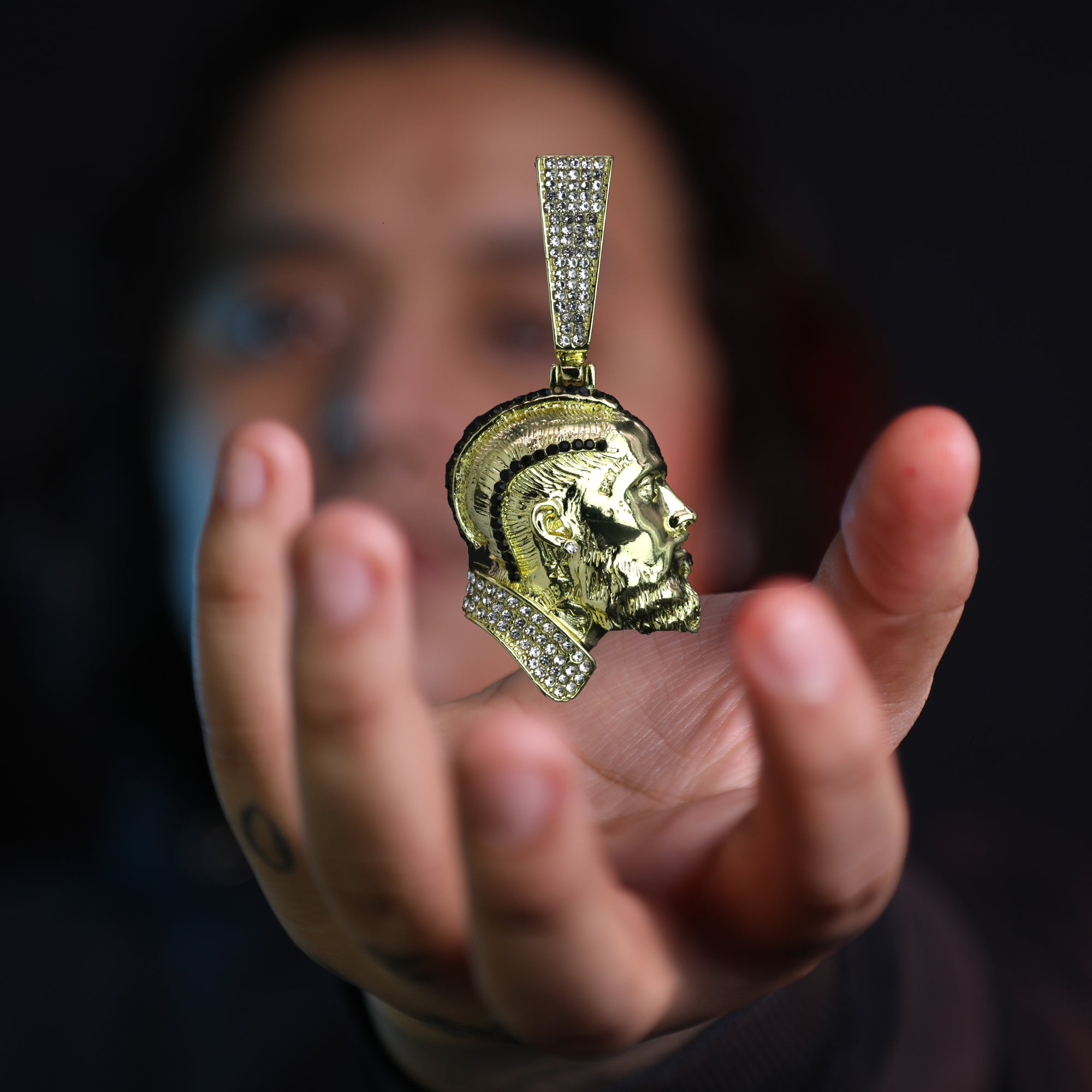 Iced Black Hussle Pendant Only Jewelry Hip Hop Style 18k Gold Plated