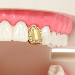 GOLD GRILLZ SINGLE TOOTH STONE EDGE