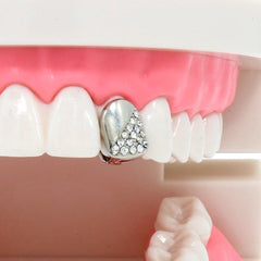 SILVER GRILLZ SINGLE HALF STONE