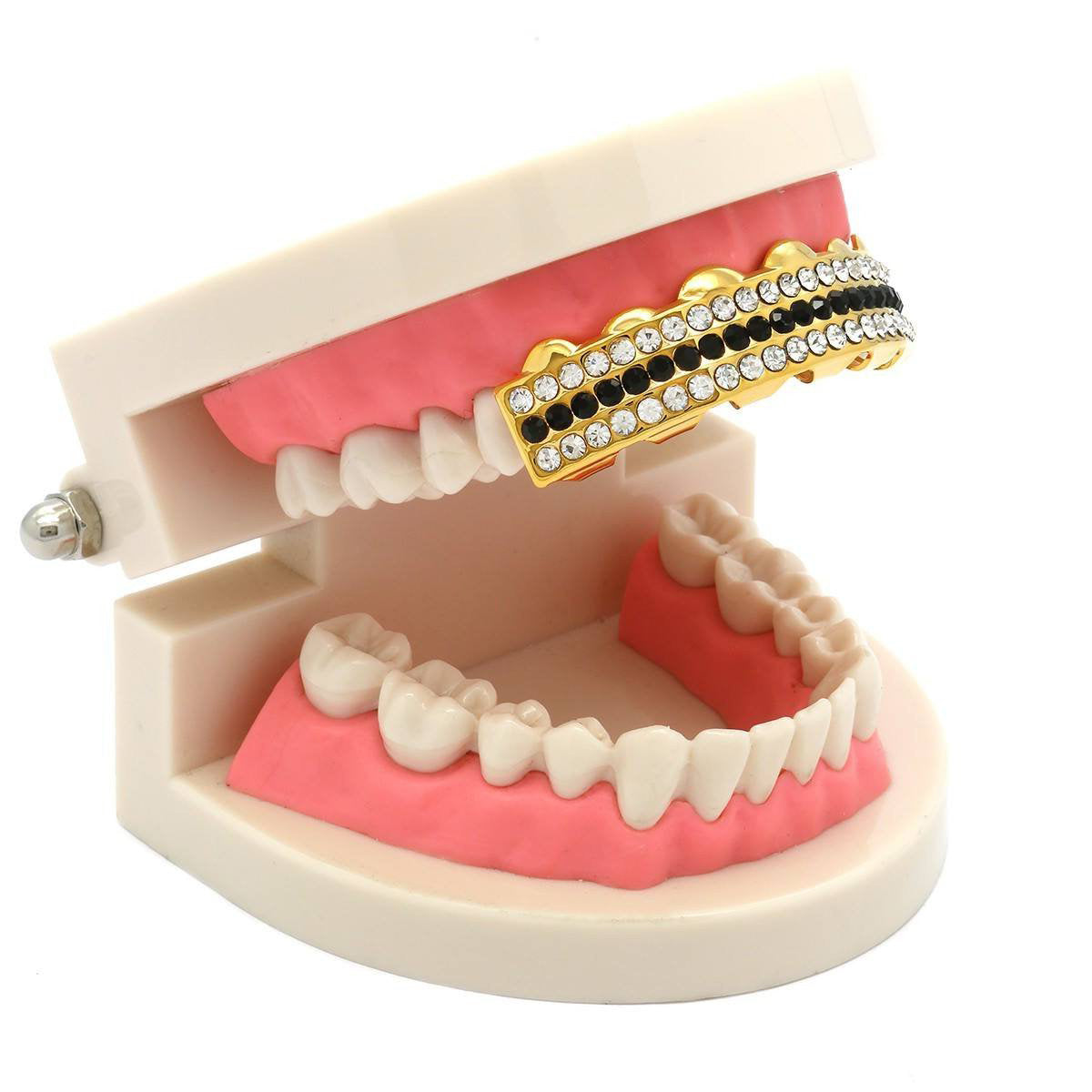 GOLD TOP GRILLZ 3 ROW BLACK