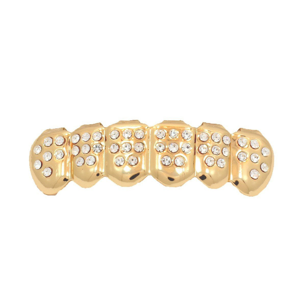 GOLD D SHAPE FULLY ICED TOP AND BOTTOM SET