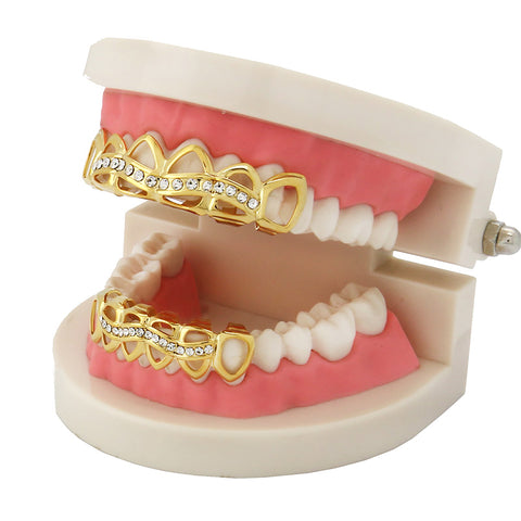 GRILLZ SET GOLD HOLLOW CZ