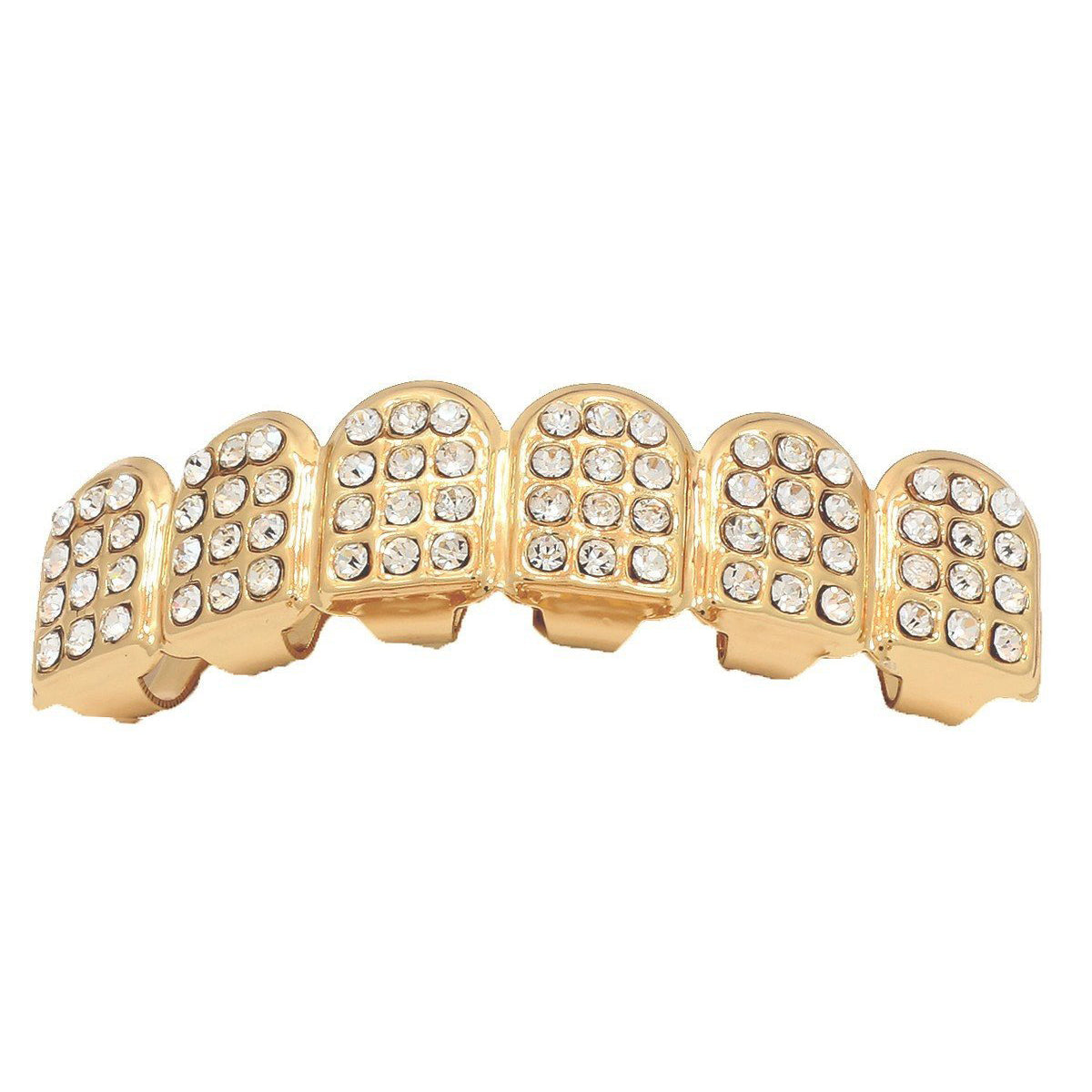 GOLD D SHAPE FULLY ICED TOP AND BOTTOM SET