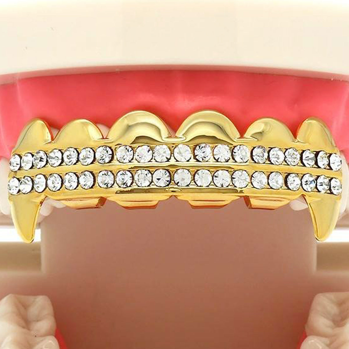 GOLD TOP GRILLZ 2 ROW FANG