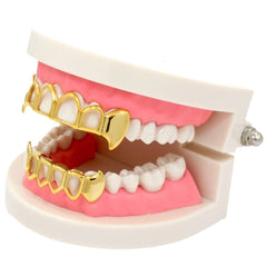 GRILLZ SET GOLD FANG PLAIN FANG 4 OPENING