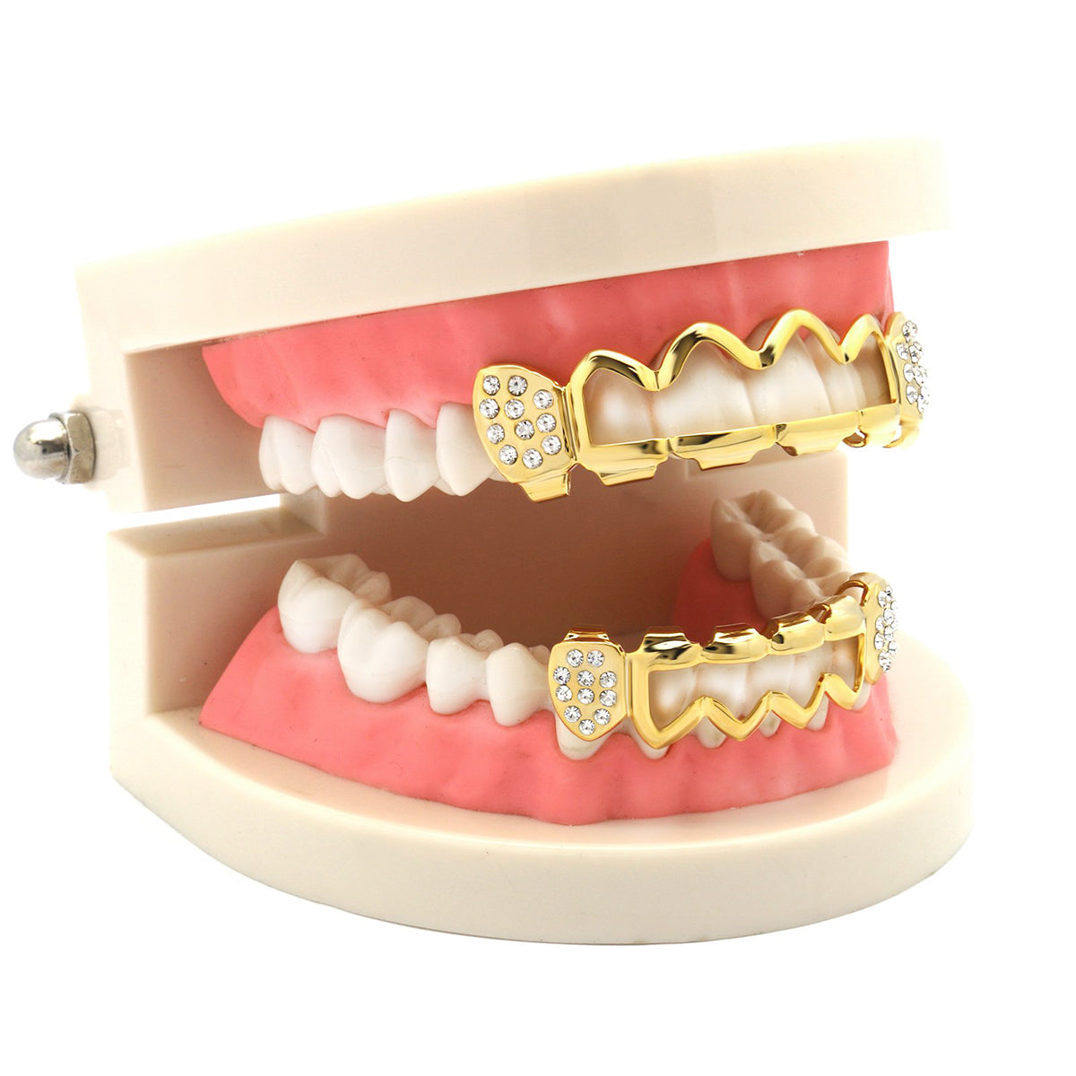 GRILLZ SET GOLD WAVE HOLLOW CZ