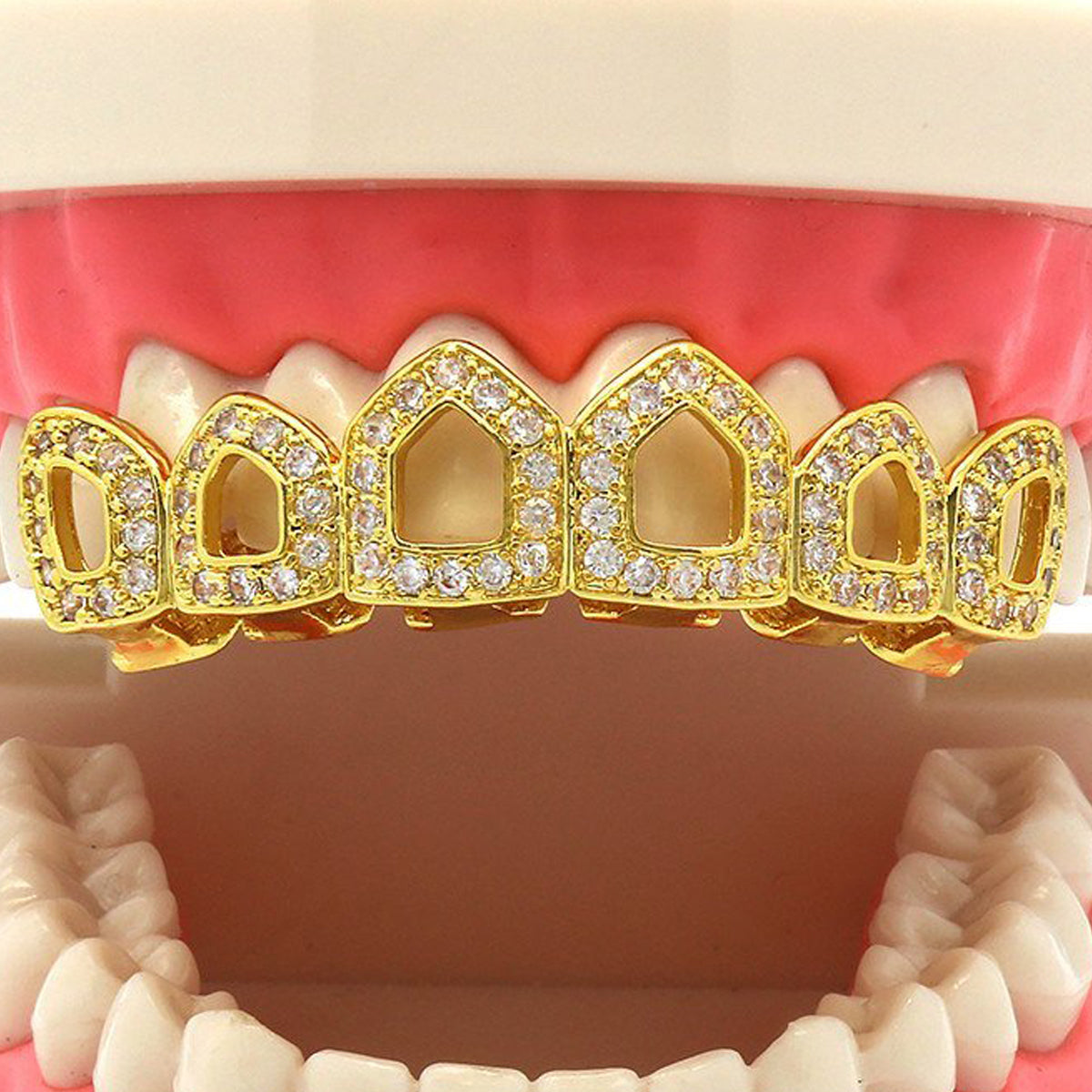 GOLD TOP GRILLZ 6 OPEN CZ