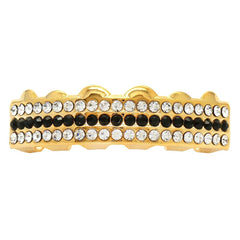 GRILLZ SET GOLD 3 ROW CLEAR BLACK