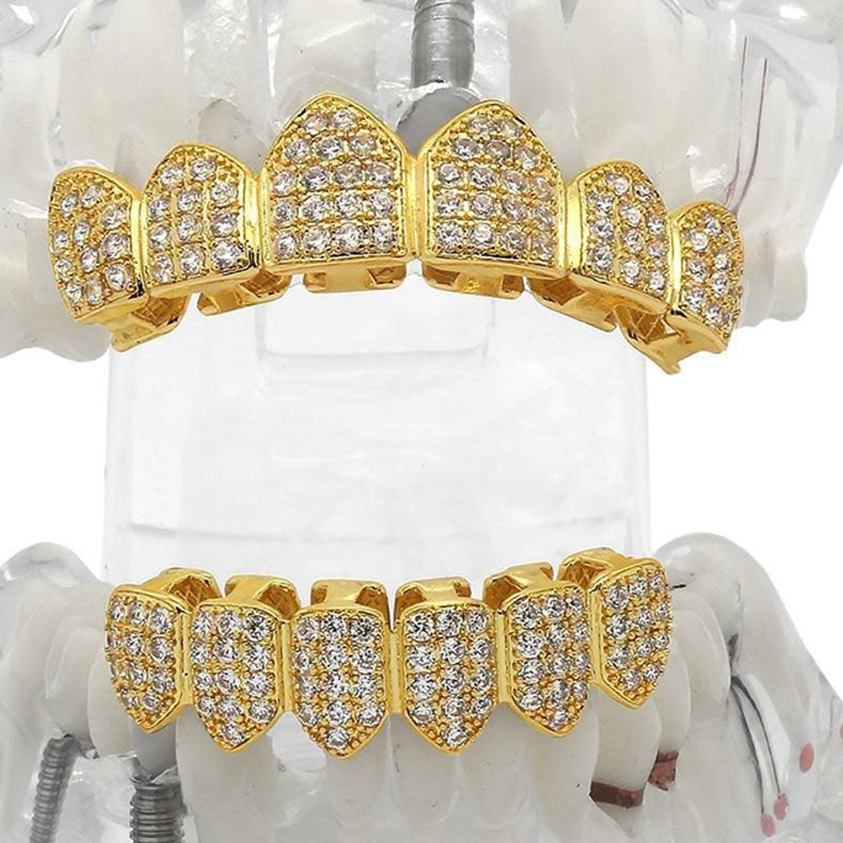 GRILLZ SET GOLD CZ FULLY ICED OUT