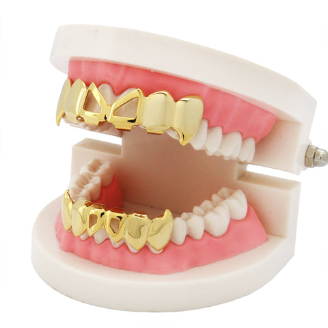 GRILLZ SET GOLD FRONT HOLLOW FANG