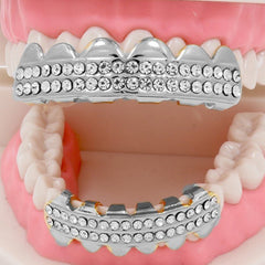 GRILLZ SET RHODIUM 2 ROW CLEAR