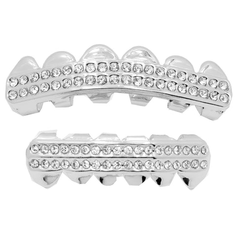 GRILLZ SET 2ROW SILVER BLINGKINGSTAR