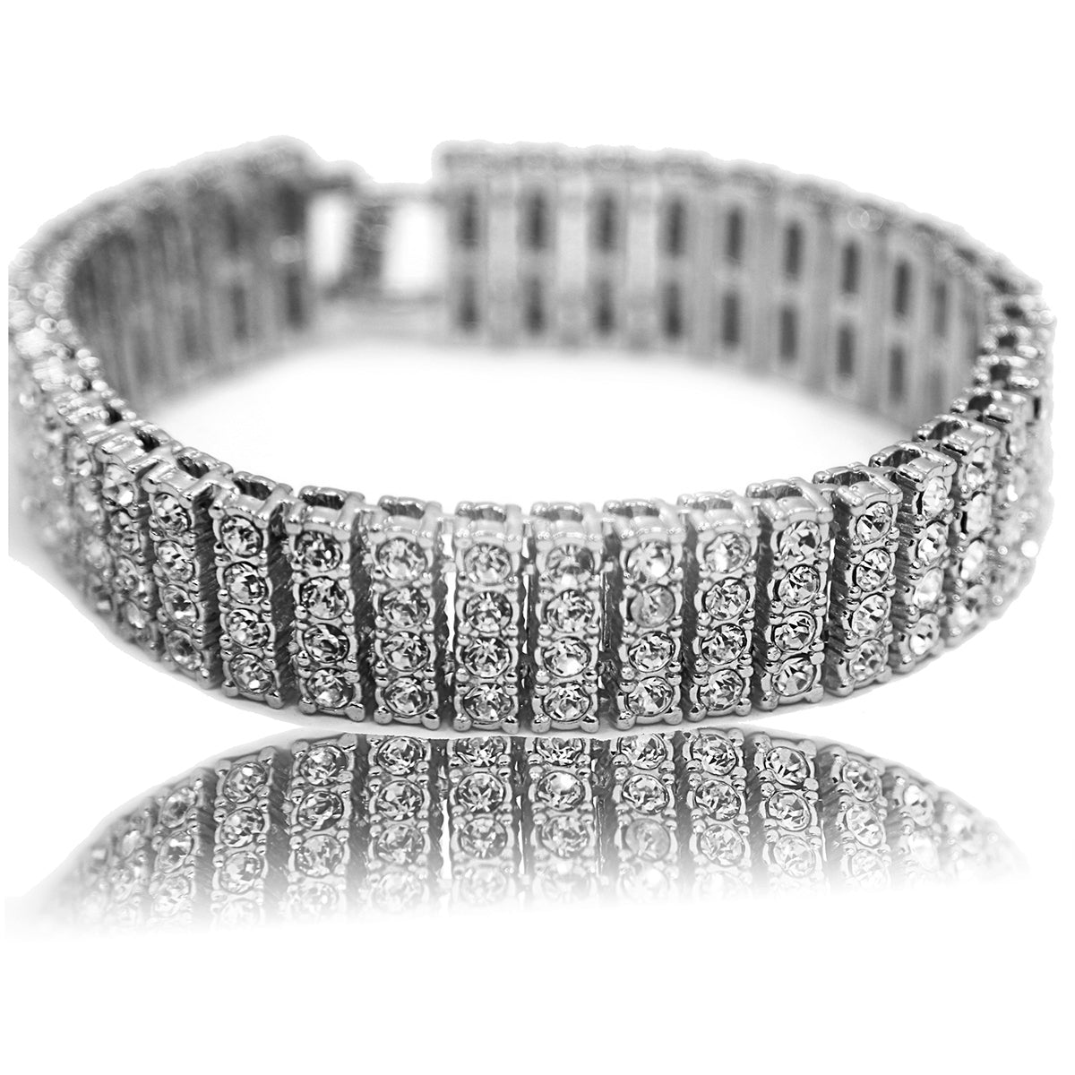 White Gold Ice Out Ice Master Watch & Bracelet SET 9 Black
