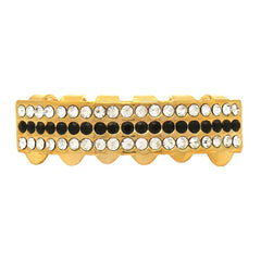 GRILLZ SET GOLD 3 ROW CLEAR BLACK