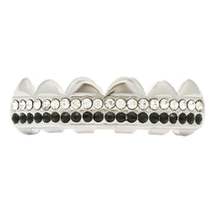 GRILLZ SET RHODIUM 2 ROW BK/CLEAR