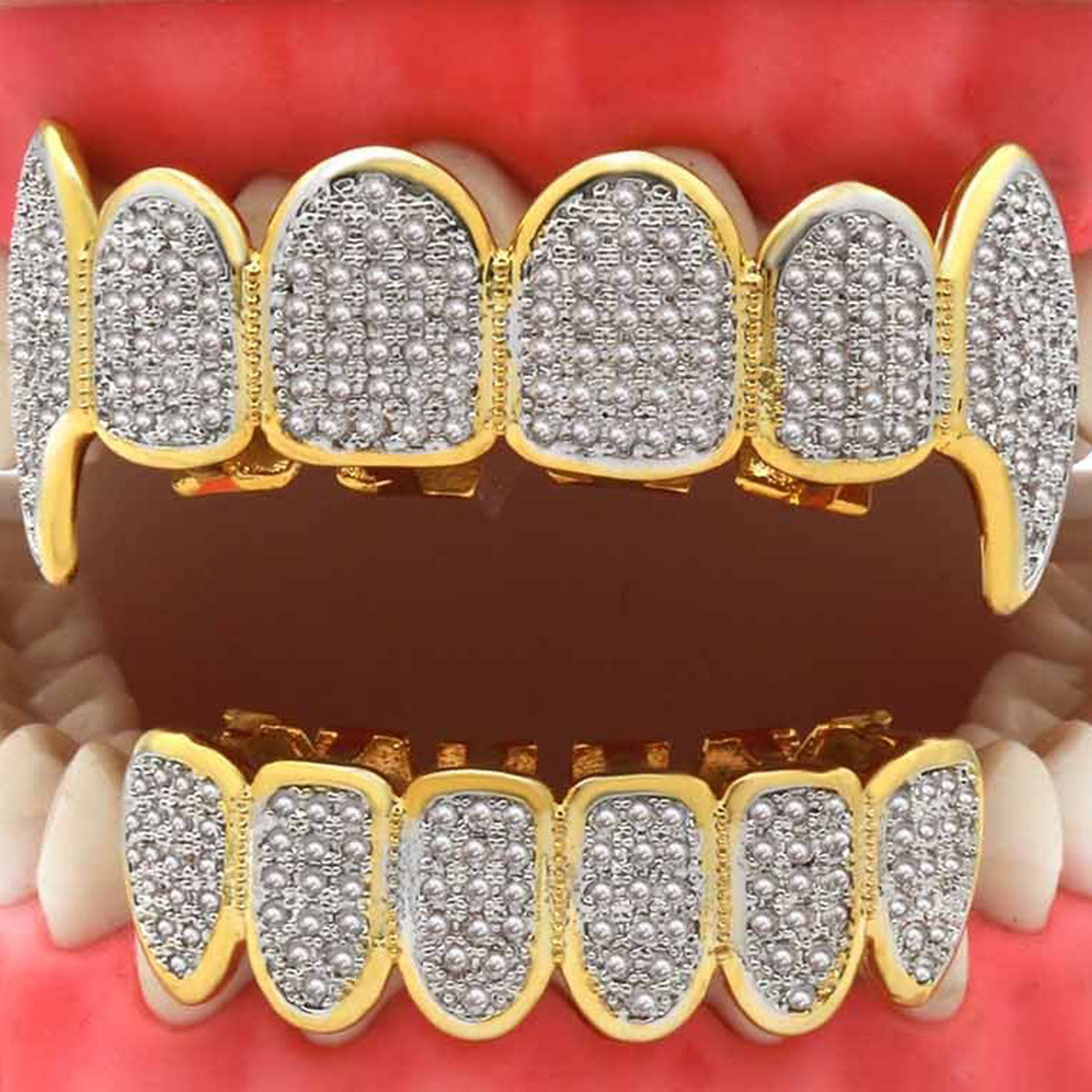 GRILLZ SET PREMIUM MICROPAVE 2-TONE FANG