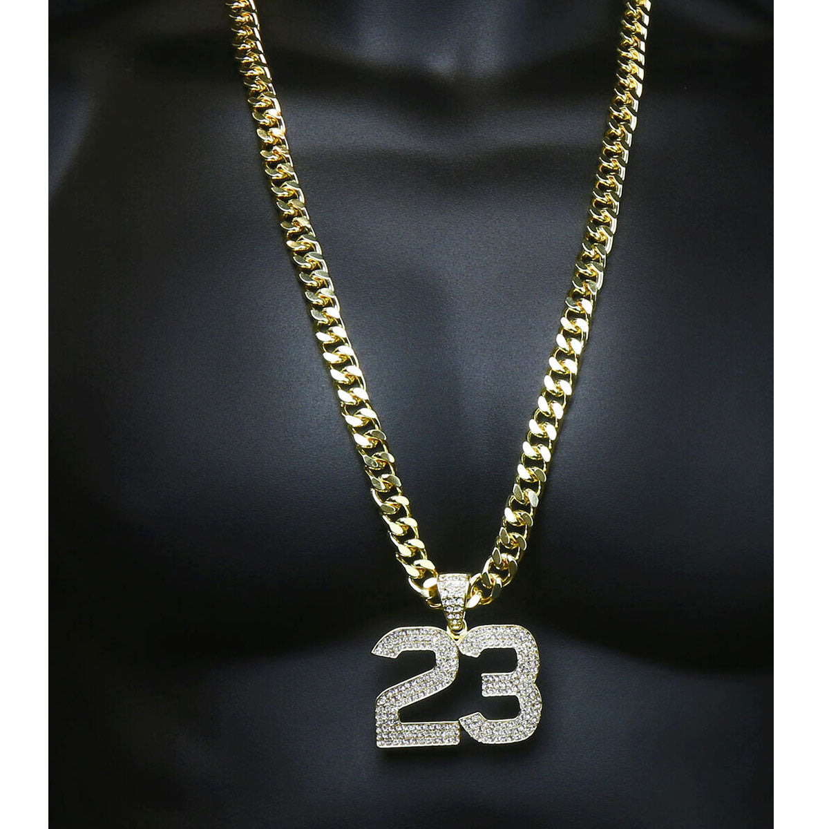Gold 23 Pendant Necklace – 10mm Miami Cuban Link Chain (30")