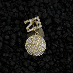 #23 Basketball Pendant Rope Chain Men's Hip Hop 18k Cz Jewelry Necklace Choker
