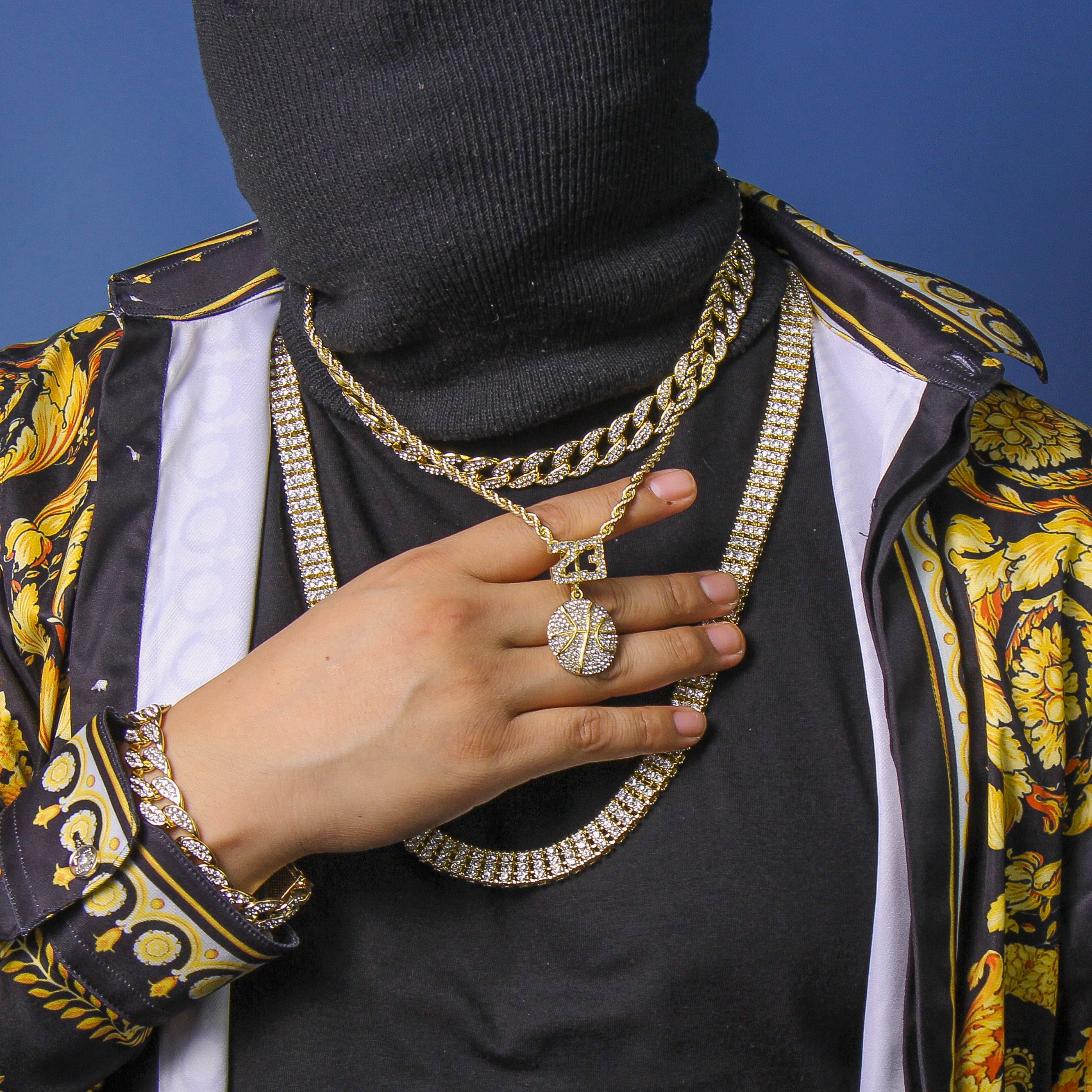 #23 Basketball Pendant Rope Chain Men's Hip Hop 18k Cz Jewelry Necklace Choker