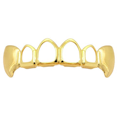 GRILLZ SET GOLD FANG PLAIN FANG 4 OPENING