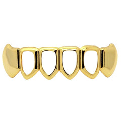 GRILLZ SET GOLD FANG PLAIN FANG 4 OPENING