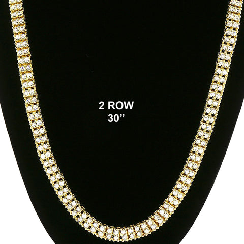 GOLD 2 ROW  30" TENNIS CHAIN