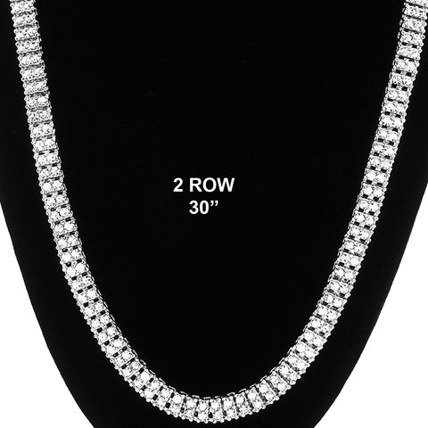 SILVER 2 ROW  30" TENNIS CHAIN