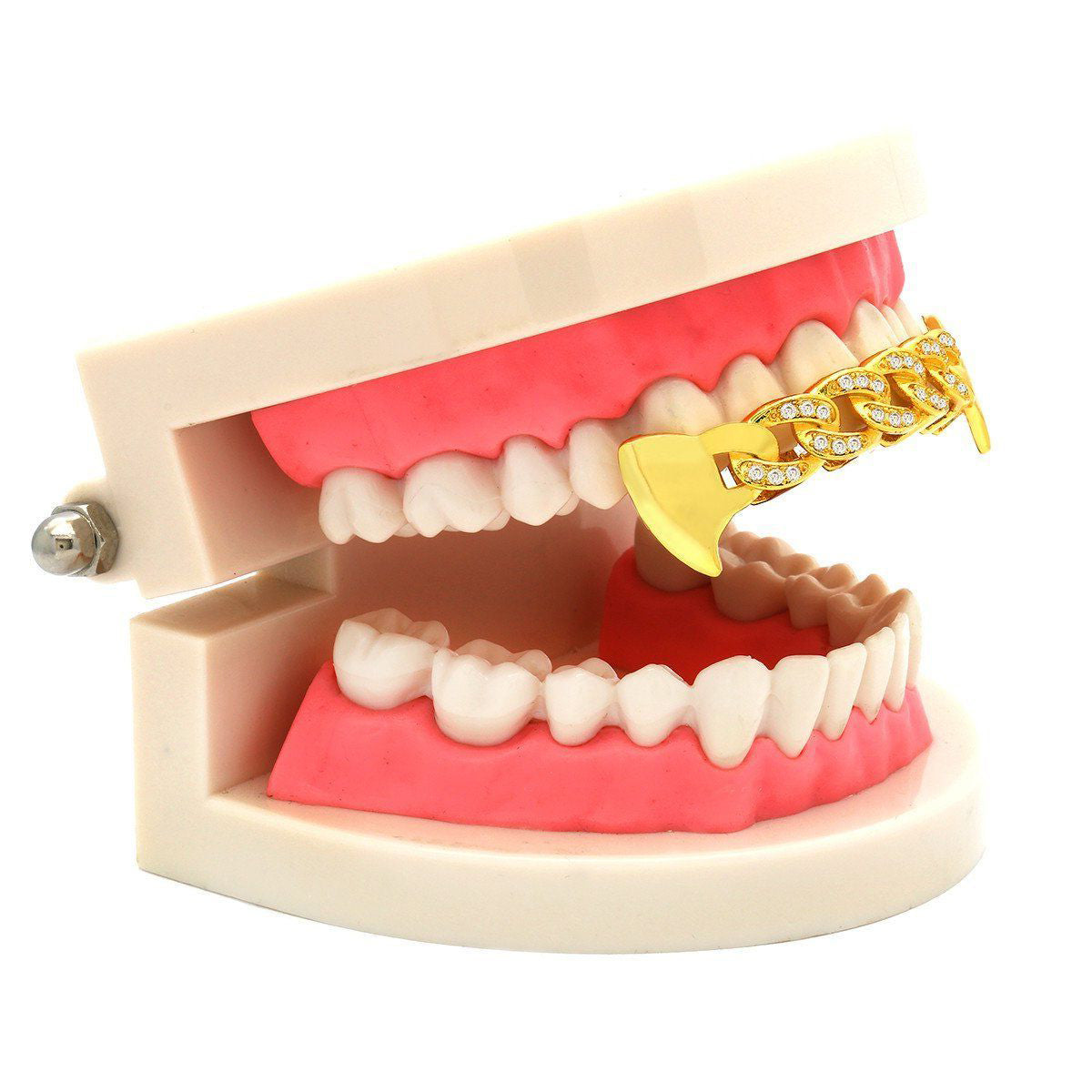 GOLD TOP GRILLZ CUBAN CZ FANG