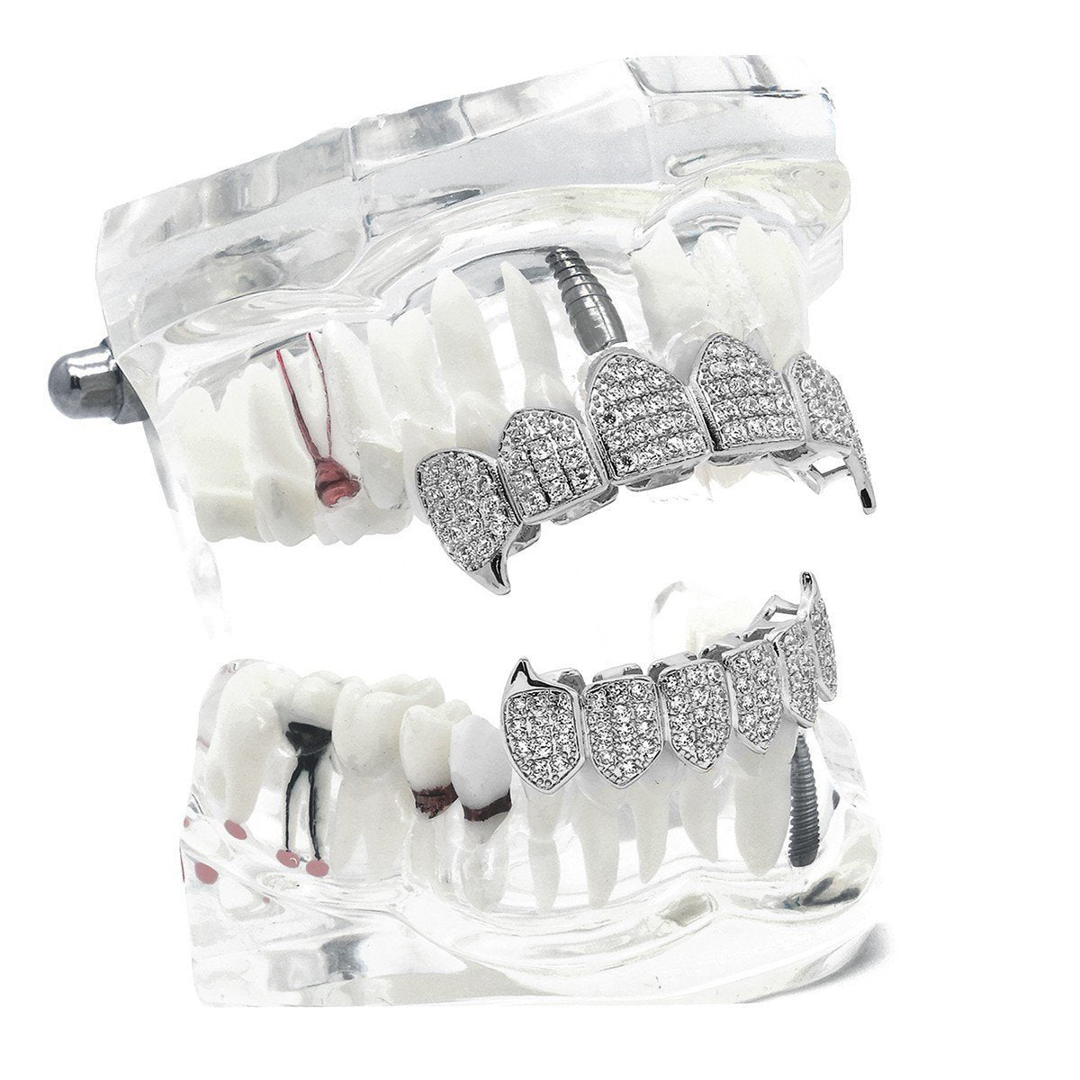 GRILLZ SET SILVER CZ FANG